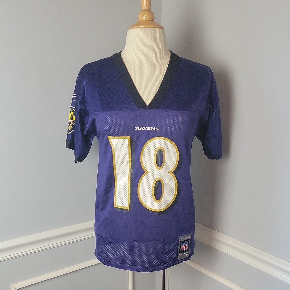 REEBOX Ravens NFL‎ Grbac 18 V Neck Short Sleeve Active Game Day Jersey Shirt M